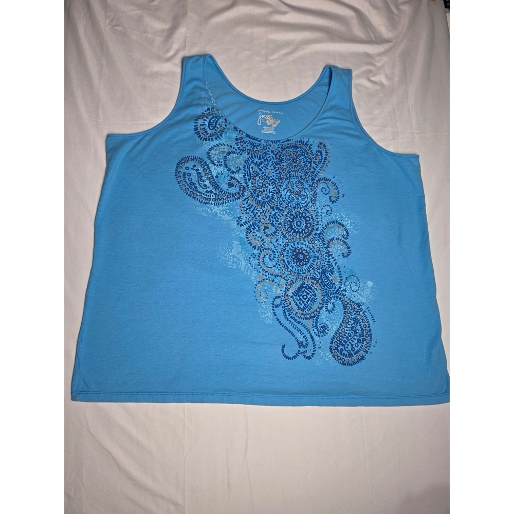 Just My Size Blue Paisley Graphic Tank Top Plus 4X 26W 28W Cotton Sleeveless